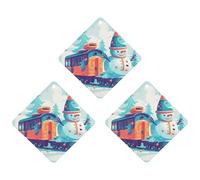 Tabletas de aromaterapia para coche, ambientadores de coche, muñeco de nieve sentado en el tren, tabletas de fragancia colgantes impresas