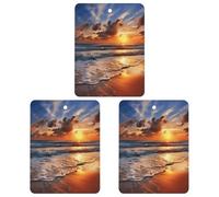 Tabletas de aromaterapia para coche, diseño de amanecer y playa, para colgar, ambientadores para automóvil