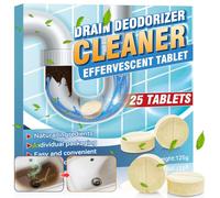 Tabletas Limpiadoras de Desagües, Paquete de 25 Tabletas Efervescentes para Eliminar Olores Rápidamente, Adecuadas para Fosas Sépticas, Inodoros y Tuberías, Suministro para 1 Año