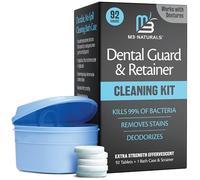 Tabletas limpiadoras de retenedor y recipiente de remojo, tabletas de limpieza de dentaduras postizas universales sin ensuciar y funda de baño de dentaduras postizas con colador, taza de prótesis