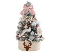 Tabletop Christmas Tree, 17.72-Inch Pre-Lit Desktop Tree, Built-in Lighting with Frosted Ornaments, for Holiday Table Window Porch Door Mantel Winter Centerpiece Display