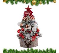 Tabletop Christmas Tree - 17.72inches Table Decor Christmas Tree with LED Light | Flocking Ornaments Centerpiece Decorations for Winter Holiday Table Porch Window Door Mantel