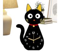 Tabletop Clock - Cat Shape Cartoon Cat Desktop Clock, Retro Style, Silent W