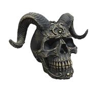 Tabletop Ornament with Sheep Horns - Gothic Resin Skull Sculpture | Artistic Home Decoration for Living Room, Desk, or Shelf Display, Creative Decorative Statue Enhancing Modern or Vintage Interior