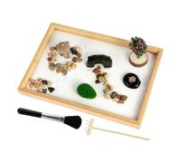 Tabletop Zen Garden, Meditation Sand Tray Small Sandbox, Japanese Style Home Decor, Create a Calm Atmosphere:, Includes 3 Bags of Sand for Desks, Offices, Kitchen Tables, 11.02x7.48in