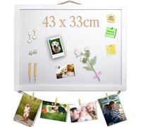 Tablón de anuncios blanco de corcho con fieltro, 43 x 33 cm, pequeño tablero de pines para paredes, escritorio, joyas, notas, colección, fotos, oficina, marco blanco y tablero de fieltro, 1 unidad,