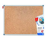 Tablón de anuncios de corcho con marco de aluminio con esquinas redondeadas, disponible en varios tamaños, accesorios de montaje incluidos.