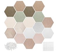 Tablón de anuncios de corcho hexagonal, multiusos, fibra de poliéster, tablero de corcho adhesivo sin marco, tablero de fieltro hexagonal, instalación autoadhesiva, para dormitorio, oficina, escuela,