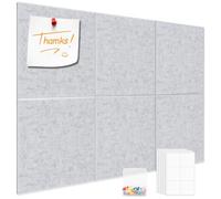 Tablón de anuncios de corcho para pared de 30 x 30 cm, 12 azulejos de fieltro con 90 chinchetas y 60 seguros y plegables de fieltro para oficina, escuela, ocio