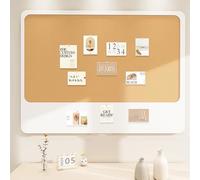 Tablón de anuncios de fieltro autoadhesivo con 30 chinchetas, tablero de anuncios plegable para escuela, hogar, cocina, oficina, tienda, organizador de fieltro (amarillo, 80 x 50 cm)