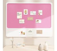 Tablón de anuncios de fieltro autoadhesivo con 30 chinchetas, tablero de anuncios plegable para escuela, hogar, cocina, oficina, tienda, organizador de fieltro (rosa, 80 x 50 cm)