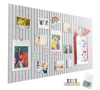 Tablón de anuncios de fieltro grande, 60 x 40 cm, color gris plateado, autoadhesivo, con 60 pines, 12 mm de grosor, tablero de anuncios premium para fotos, notas y notas, ideal para el hogar, la
