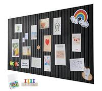 Tablón de anuncios de fieltro grande, autoadhesivo, 60 x 40 cm, con 35 agujas, tablón de notas de fieltro, tableros de notas, decoración de pared, para oficina, cocina, fotos, notas, color negro