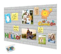 Tablón de anuncios de fieltro grande, autoadhesivo, 90 x 60 cm, 1 cm de grosor, azulejos de pared de fieltro con 35 pines, tableros de notas, tableros de notas, decoración de pared para oficina