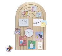 Tablón de anuncios de fieltro grande de 60 x 40 cm, bordes redondos, autoadhesivo, alternativa a la tabla de corcho, plegable, tabla de visión con 30 agujas, color camello oscuro