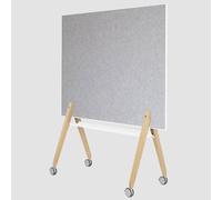 Tablón de anuncios de fieltro móvil con pizarra magnética, tablero de escritura de borrado en seco de doble cara con soporte rodante, tablero de corcho(D,120x120cm)