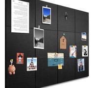 Tablón de Anuncios Grande 120x90cm Tablón de Anuncios de Fieltro Autoadhesivo con 90 Chinchetas, 12 Piezas de 9mm de Grosor, Tablero de Visiones para Fotos, Tablero de Notas y Recuerdos para Casa