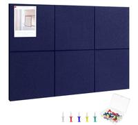 Tablón de corcho grande de 36 x 24 pulgadas, paquete de 6 tableros de anuncios de fieltro con 30 chinchetas, tableros de corcho alternativos con tiras autoadhesivas, azulejos de pared de fieltro para