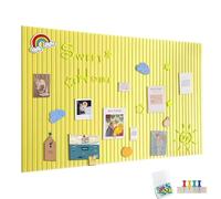 Tablón grande de 90x60cm de fieltro autoadhesivo, tablero de notas adhesivo con 30 alfileres, tablero de anuncios para pared, decoración para oficina, cocina, fotos, notas, amarillo limón