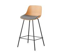 Tabouret de bar avec dossier et repose-pieds en polypropylène, pieds en métal, idéal pour îlot de cuisine, bar, pub, bistrot ou restaurant. Hauteur de selle : 65 cm. Charge maximale : 200 kg