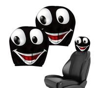 TABSIRAH Fundas para reposacabezas de coche, protector de reposacabezas de asiento de coche, decoración interior de ojos de dibujos animados para automóvil, camión, SUV, remolque, tractor, vehículo