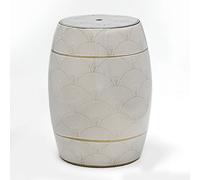 TABURETE 32X32X43 CERAMICA BLANCO/DORADO