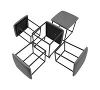 Taburete 5 en 1 con forma de cubo, 46 x 46 x 48 cm, 75 kg, 5 en 1, con 4 ruedas universales, buena utilización del espacio, apilable, combinación para salón, dormitorio, oficina (gris)