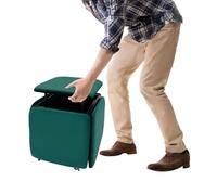 Taburete 5 en 1 con forma de cubo, 46 x 46 x 48 cm, 75 kg, 5 en 1, con 4 ruedas universales, buena utilización del espacio, apilable, combinación para salón, dormitorio, oficina (verde)