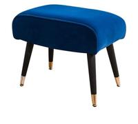Taburete acolchado con patas para sala de estar o dormitorio, reposapiés rectangular suave otomano para tocador, tamaño pequeño, opciones de lino y gamuza azul