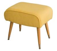 Taburete acolchado con patas, pequeño asiento rectangular para sala de estar y dormitorio, funda de lino suave y gamuza gris, elegante y cómodo reposapiés para vestidor