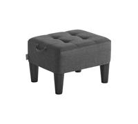 SONGMICS Reposapiés, Taburete Pequeño, Acolchado Grueso | Imitación Lino, Carga hasta 150 kg, para Salón Dormitorio Entrada, Gris Pizarra y Negro Tinta, Colección MACEO LOM502G01