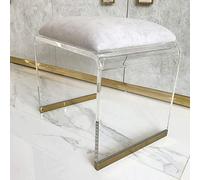 Taburete acrílico con asiento acolchado de terciopelo, mesa auxiliar de estilo moderno y mesita de noche, muebles pequeños creativos para dormitorio