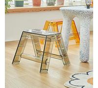 Taburete acrílico portátil para adultos, escalera plegable de 1 escalón, banda de rodadura azul C para uso en interiores y exteriores, ideal para cocina, biblioteca y café M, tamaño 39,2 x 39 x 29,4