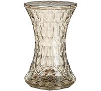 Taburete acrílico transparente con mesa auxiliar pequeña de almacenamiento para baño y ducha, solución moderna de asiento marrón, versátil y elegante decoración del hogar