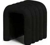 Taburete Adicional para Sala de Estar, Elegante Taburete en Forma de U de Felpa, Asiento Acolchado CóModo, Ideal para Dormitorio U Oficina en Casa(Black)