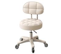 Taburete ajustable con respaldo, silla de salón de piel sintética, taburete giratorio para spa y uso médico, altura ajustable con ruedas para una fácil movilidad