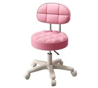 Taburete ajustable con respaldo, silla de salón de piel sintética, taburete giratorio para spa y uso médico, altura ajustable con ruedas para una fácil movilidad