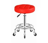 Taburete ajustable con ruedas para manicura y salón de belleza, taburete giratorio para trabajo o dibujo, para spa, tatuaje y fotografía con piel sintética