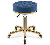 Taburete ajustable con ruedas para peluquería, salón, clínica, oficina, silla hidráulica de metal resistente con tallo dorado, diseño ergonómico para mayor comodidad y movilidad