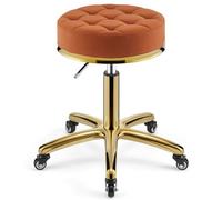 Taburete ajustable con ruedas para peluquería, salón, clínica, oficina, silla hidráulica de metal resistente con tallo dorado, diseño ergonómico para mayor comodidad y movilidad
