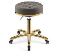 Taburete ajustable con ruedas para peluquería, salón, clínica, oficina, silla hidráulica de metal resistente con tallo dorado, diseño ergonómico para mayor comodidad y movilidad