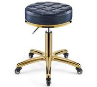 Taburete ajustable con ruedas para peluquería, salón, clínica, oficina, silla hidráulica de metal resistente con tallo dorado, diseño ergonómico para mayor comodidad y movilidad