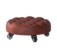 Taburete ajustable de cuero multiusos con ruedas, altura ajustable, silla de trabajo móvil, diseño de perfil bajo para el hogar y la oficina, 13 x 13 x 5.1 pulgadas