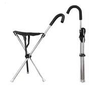 Taburete Ajustable De Muleta Bastón De Asiento Plegable Ajustable Bastón Con Asiento Plegable 3 Patas Silla Muleta De Viaje Patas Para Personas Mayores Aleación De Aluminio