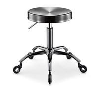 Taburete ajustable resistente - Taburetes con ruedas giratorias - Taburetes giratorios sin respaldo para salón de belleza, spa, hogar, cocina, oficina, tienda, masaje (acero inoxidable)