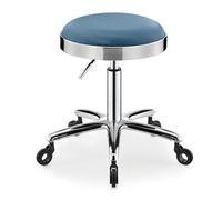 Taburete ajustable resistente - Taburetes con ruedas giratorias - Taburetes giratorios sin respaldo para salón de belleza, spa, hogar, cocina, oficina, tienda, masaje (azul)