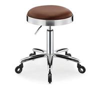 Taburete ajustable resistente - Taburetes con ruedas giratorias - Taburetes giratorios sin respaldo para salón de belleza, spa, hogar, cocina, oficina, tienda, masaje (marrón)