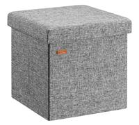 CASARIA® Puff Almacenaje Taburete Plegable 38x38x38cm Capacidad 40L Salón Dormitorio Acolchado Reposapiés Gris Claro