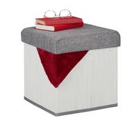 Taburete almacenaje plegable gris blanco Baúl asiento cuadrado Otomana plegable
