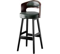Taburete alto de bar for cocina, tapizado en piel sintética, patas de madera, respaldo hueco, soporta hasta 136 kg, ideal for isla de cocina, cafetería o barra de bar.(Green-black Legs-1ps,75cm)